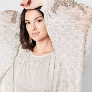 Free People Indigo Dream Printed Embroidered Tunic